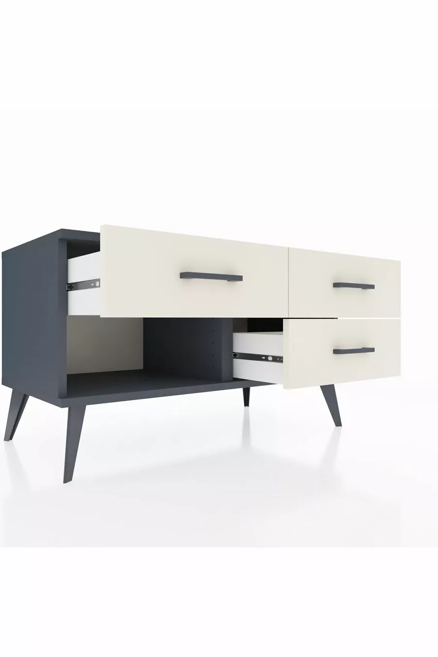Commode Hyperion 3 tiroirs Anthracite-Anthracite/Pierre de lune