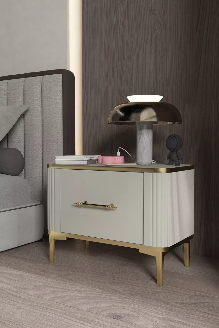 Table de chevet BETY avec tiroirs - Meuble d'appoint - Commode - Organisateur