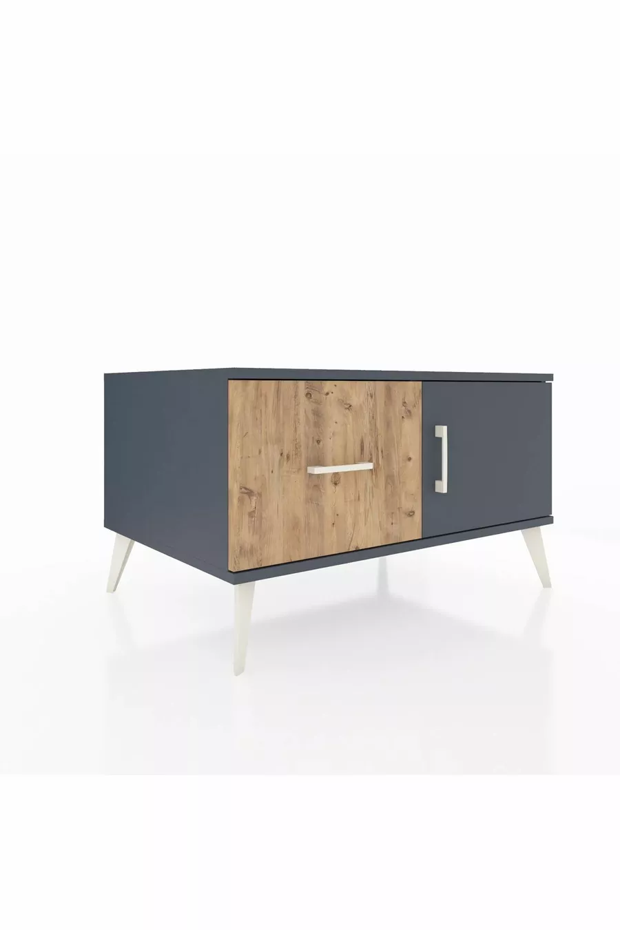 Commode Kronos avec une seule étagère, un tiroir et une porte, Anthracite-Anthracite/Pin