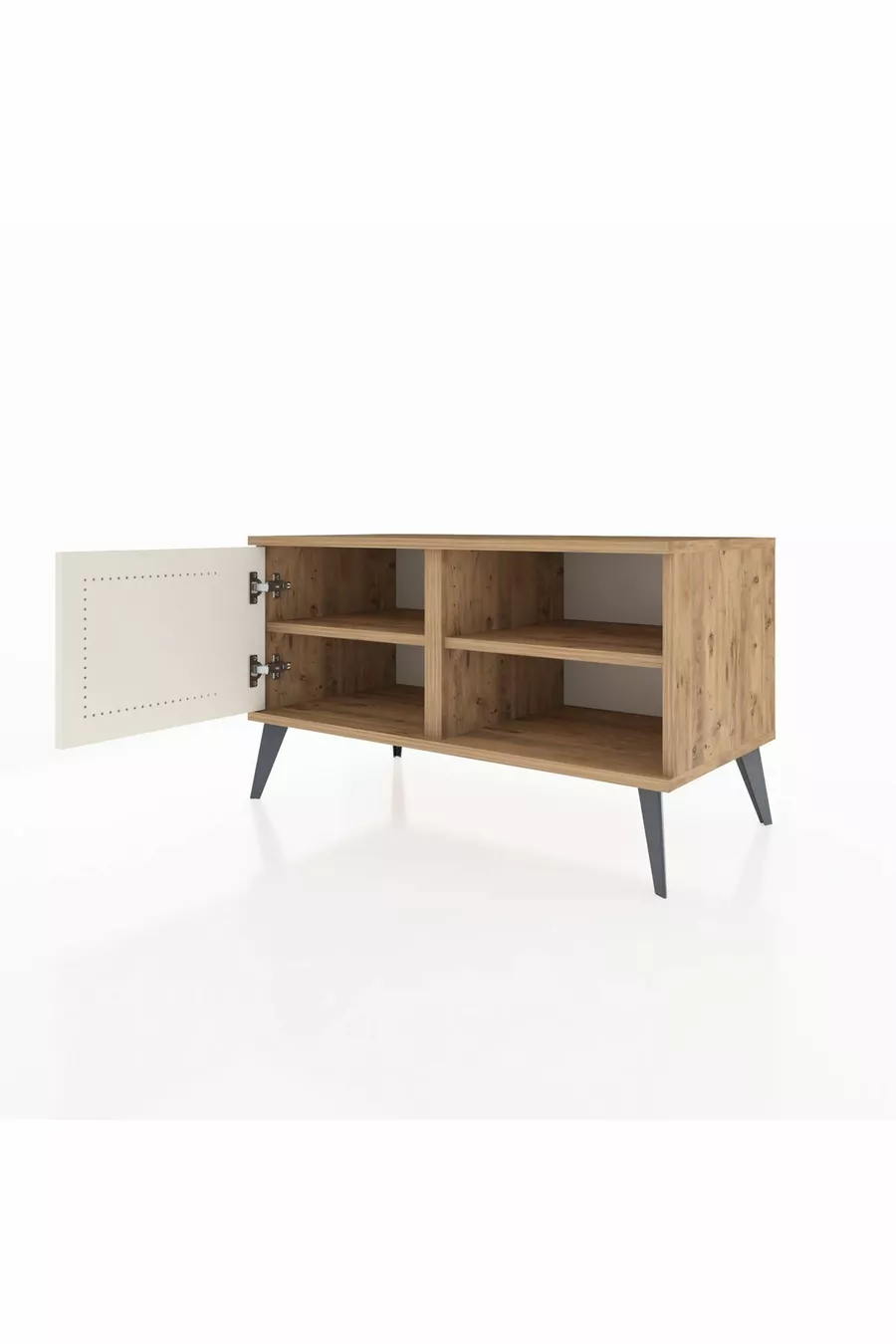 Commode Hyperion 2 étagères avec 1 porte Pin-Ambre/Pin