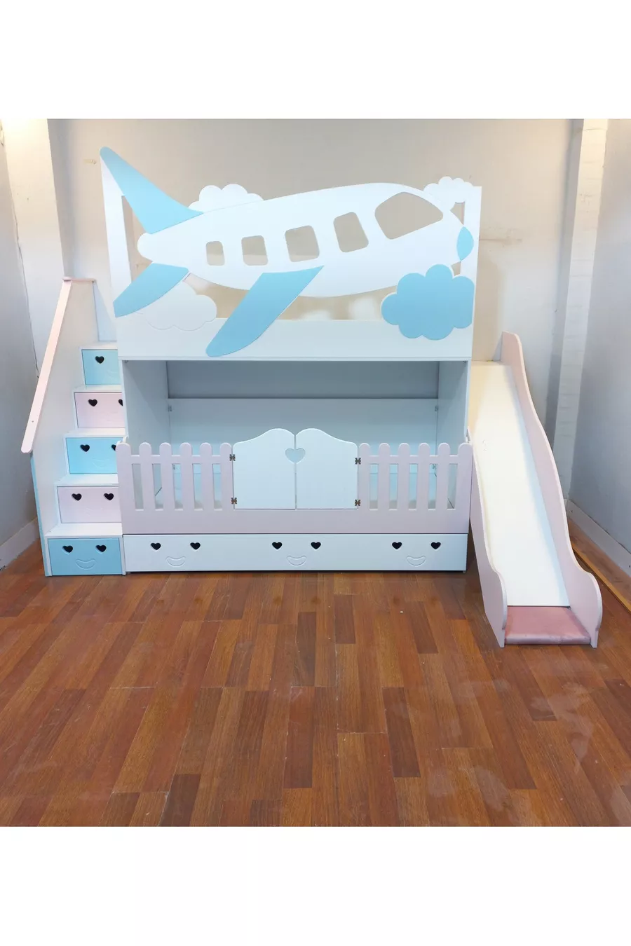 Thy Sliding Loft Bed with Aircraft Model