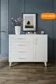 Panjurlu 4 Çekmeceli 1 Kapaklı Şifonyer Modern Tasarım, MDF Kapak, Beyaz Gümüş