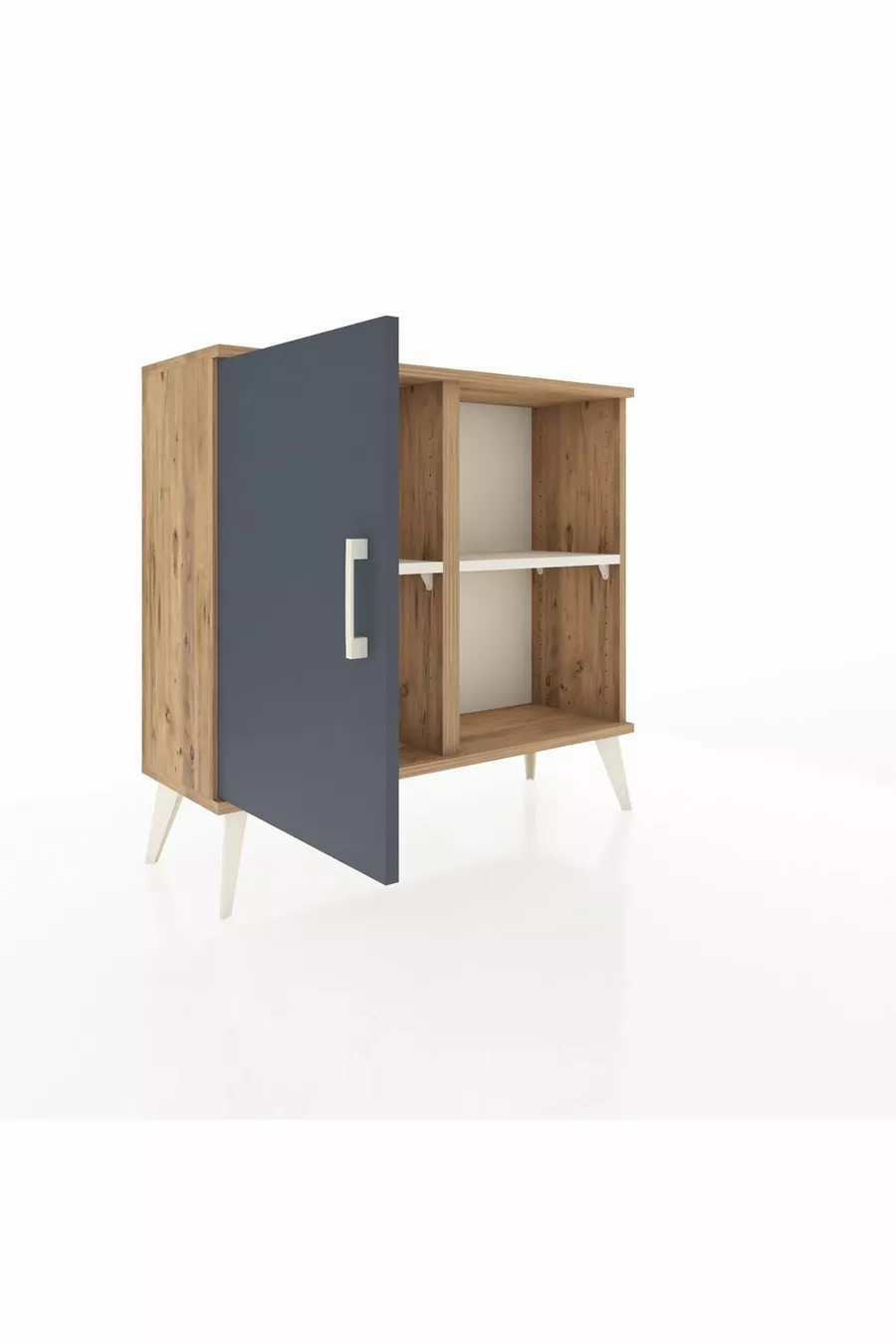 Commode Arges 2 étagères avec 1 porte Pin-Anthracite/Pierre de lune