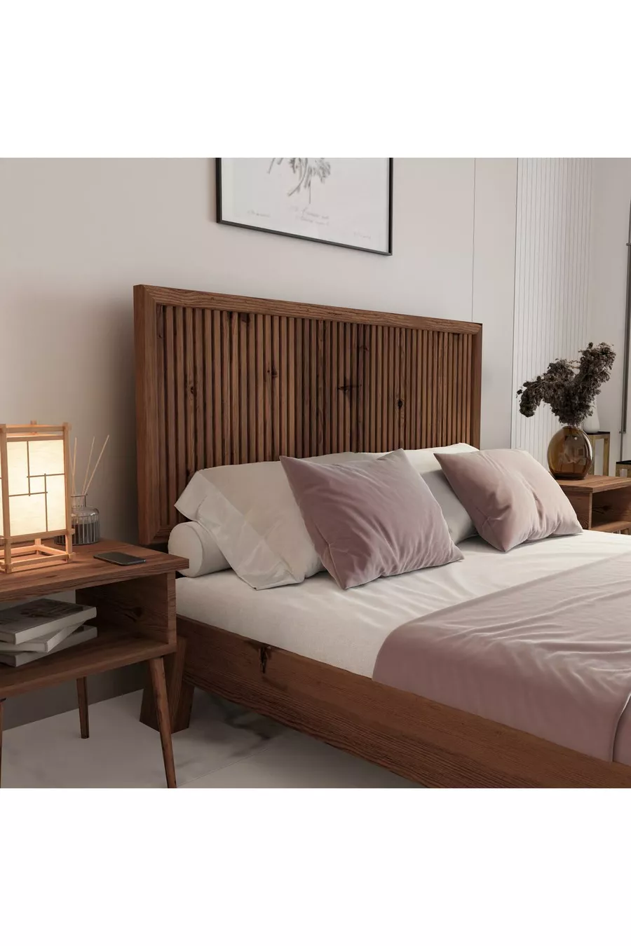 Tête unique en bois couleur noyer modèle Alaz (VERTICALE)