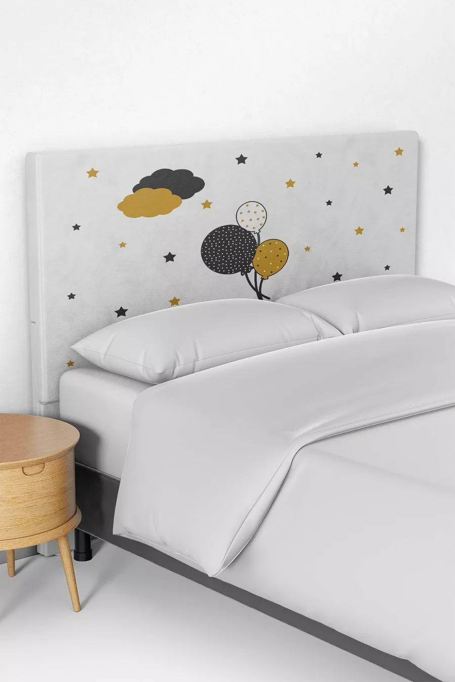 Housse de tête de lit pour lit coffre de chambre d'enfant avec ballon jaune