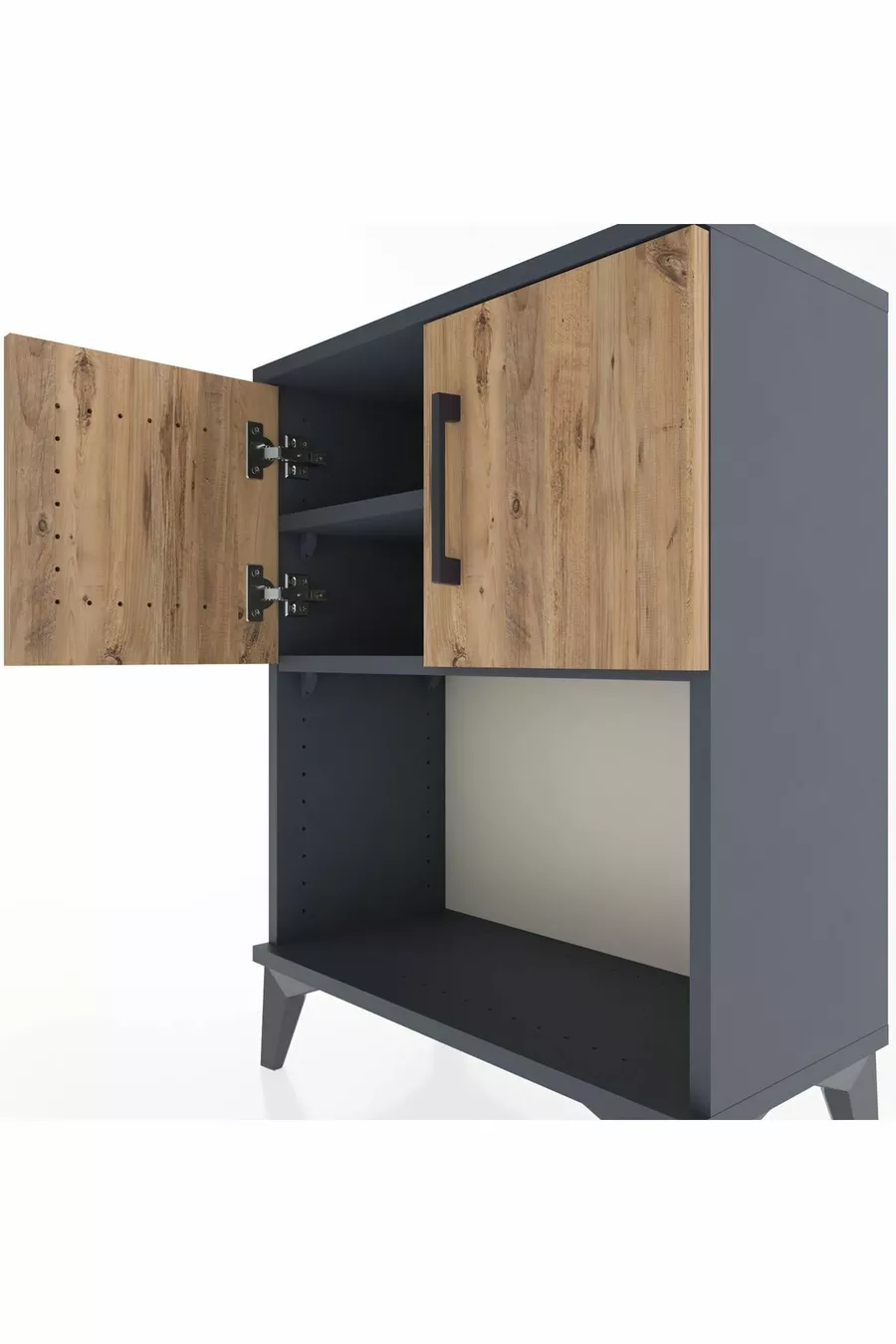 Arges Commode 2-Shelf 2-Door Anthracite-Pine