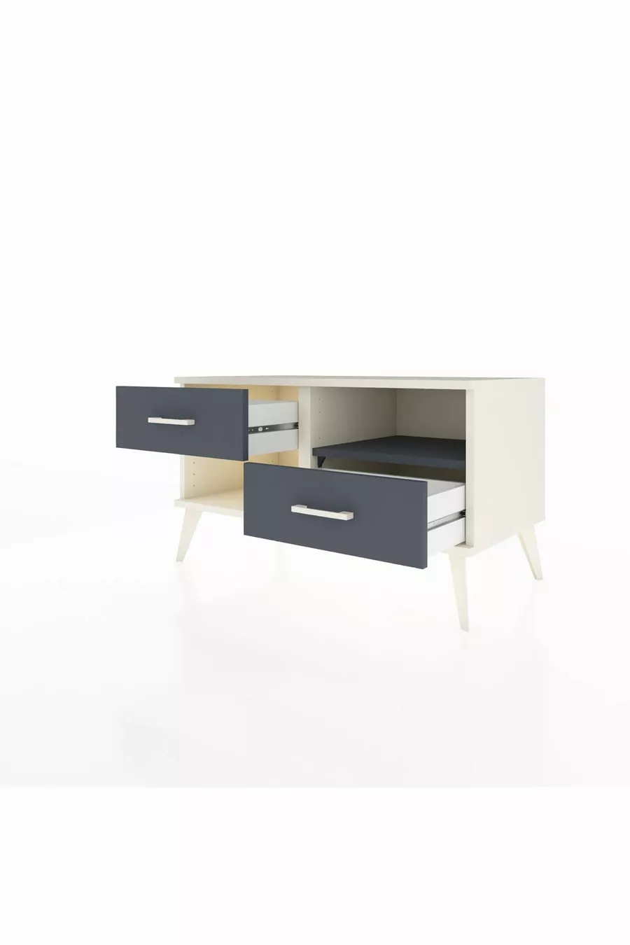 Commode Hyperion à une étagère et 2 tiroirs Pierre de lune-Anthracite