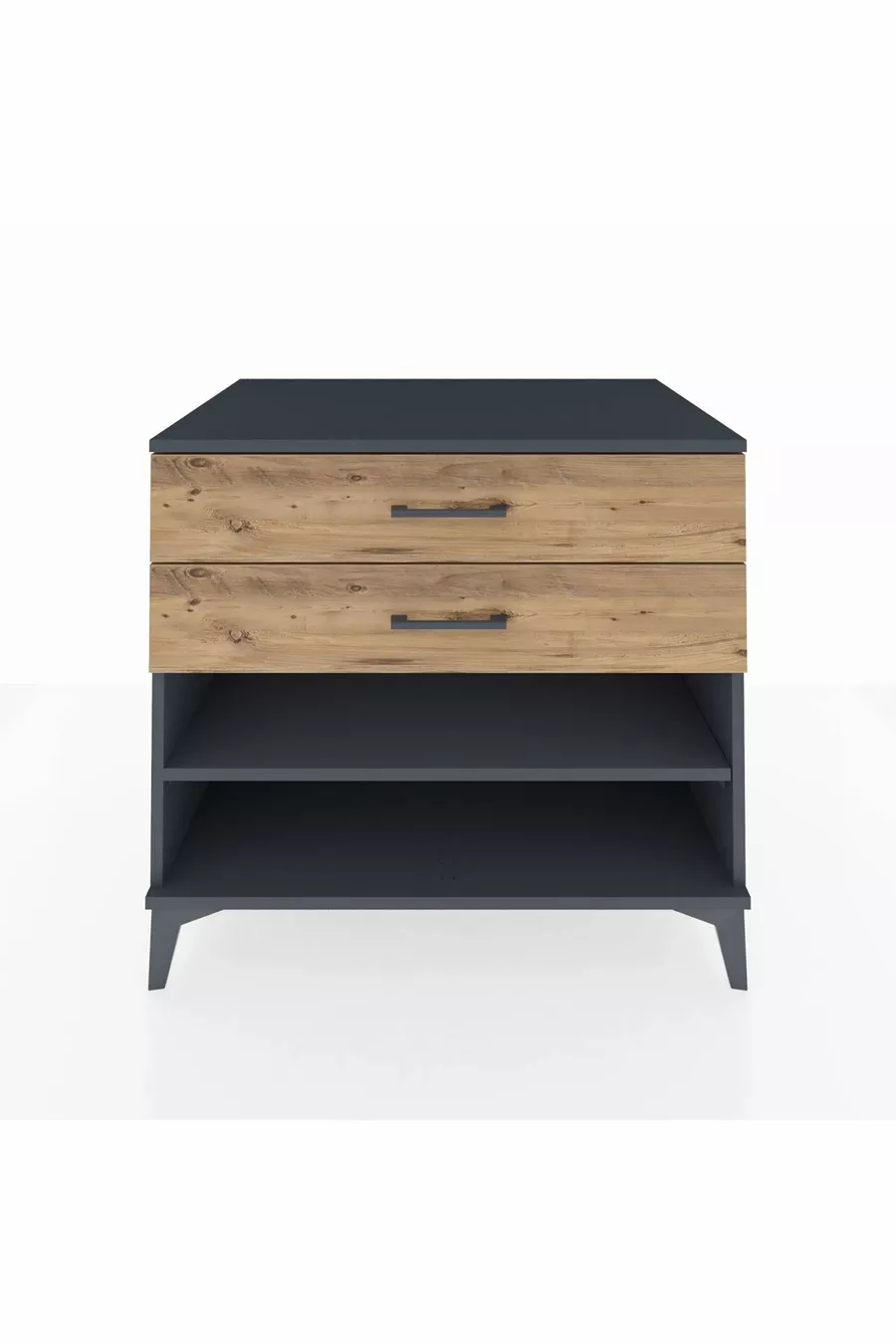 Commode Kronos à une étagère et deux tiroirs Anthracite-Pin