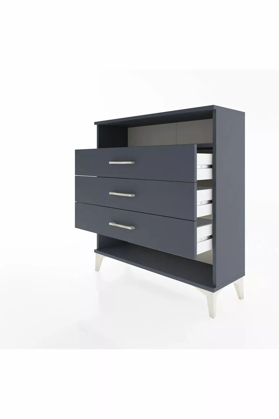 Commode Arges à une étagère et 3 tiroirs Anthracite-Anthracite