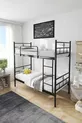 Koza Ranza Black Convertible Metal Bunk Bed Compatible with Mattress