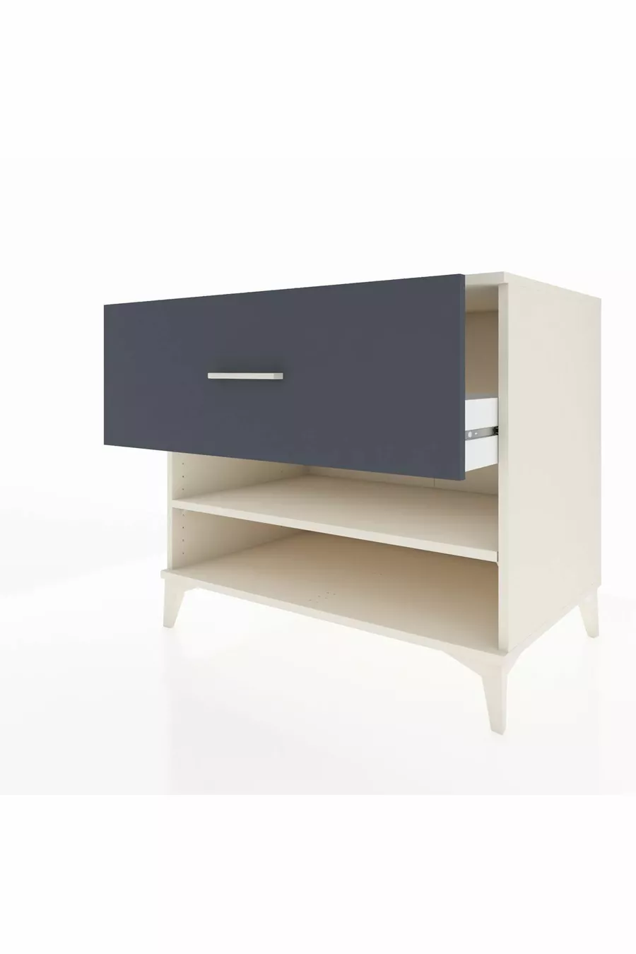 Commode Kronos à une étagère et un tiroir, Pierre de Lune-Anthracite