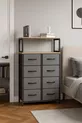 2-Shelf 8-Drawer Dresser Bedroom Kids' Room Organizer with Leather Drawers