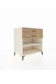 Commode Kronos avec une étagère et 2 tiroirs, Pierre de Lune-Pin