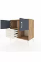 Commode Hyperion avec 2 étagères, 2 tiroirs, 2 portes, en pin anthracite/pierre de lune