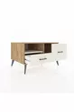 Commode Kronos à une étagère et 2 tiroirs en pin et pierre de lave