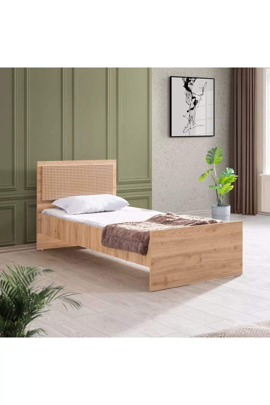 Rustik Etagenbett, Einzelbett, Schreibtisch