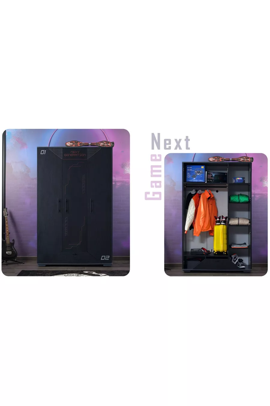 Next Game Camera da Ragazzo (3 Ante Armadio (Lite) + * Letto + Scrivania)