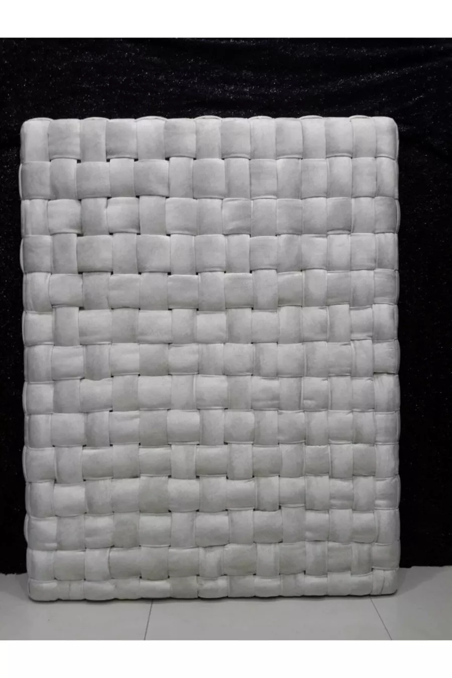Tête de lit en tricot crème design pour une personne