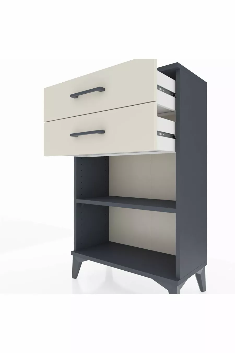 Argeş Commode met één plank en 2 lades Antraciet-Steenmarmer