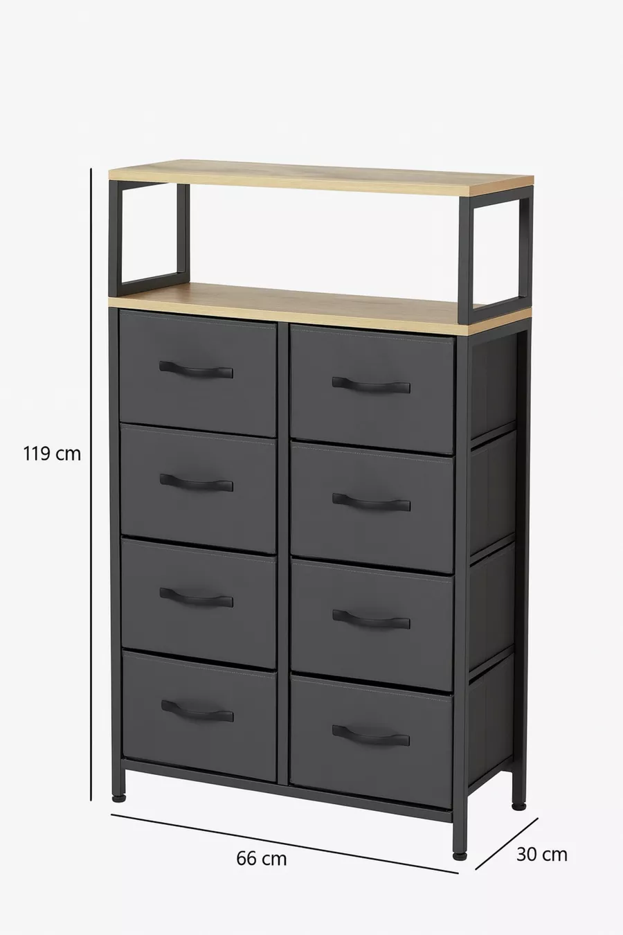 Commode à 2 étagères et 8 tiroirs pour chambre à coucher et chambre d'enfant, organiseur à tiroirs en cuir
