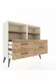 Commode Arges 4 étagères 3 tiroirs Pierre de lune-Pin