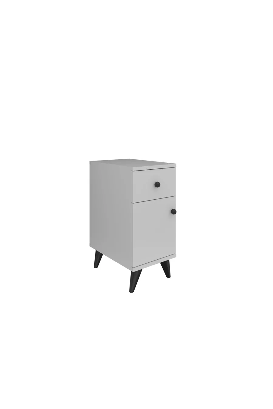 Table de chevet simple à une étagère, un tiroir et une porte BLANCHE