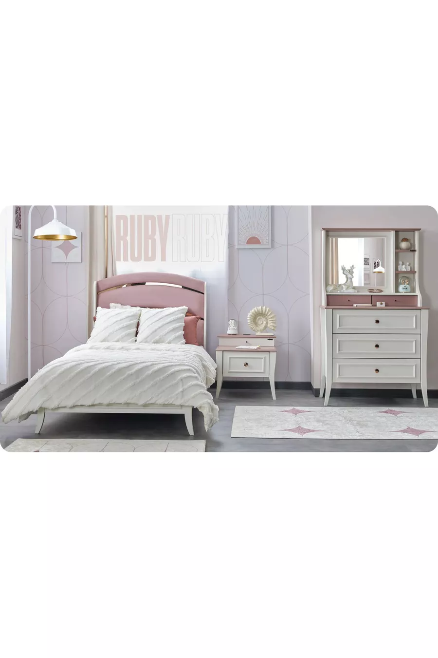 Chambre d'enfant Ruby 3 pièces (Armoire 3 portes, Lit, Bureau)
