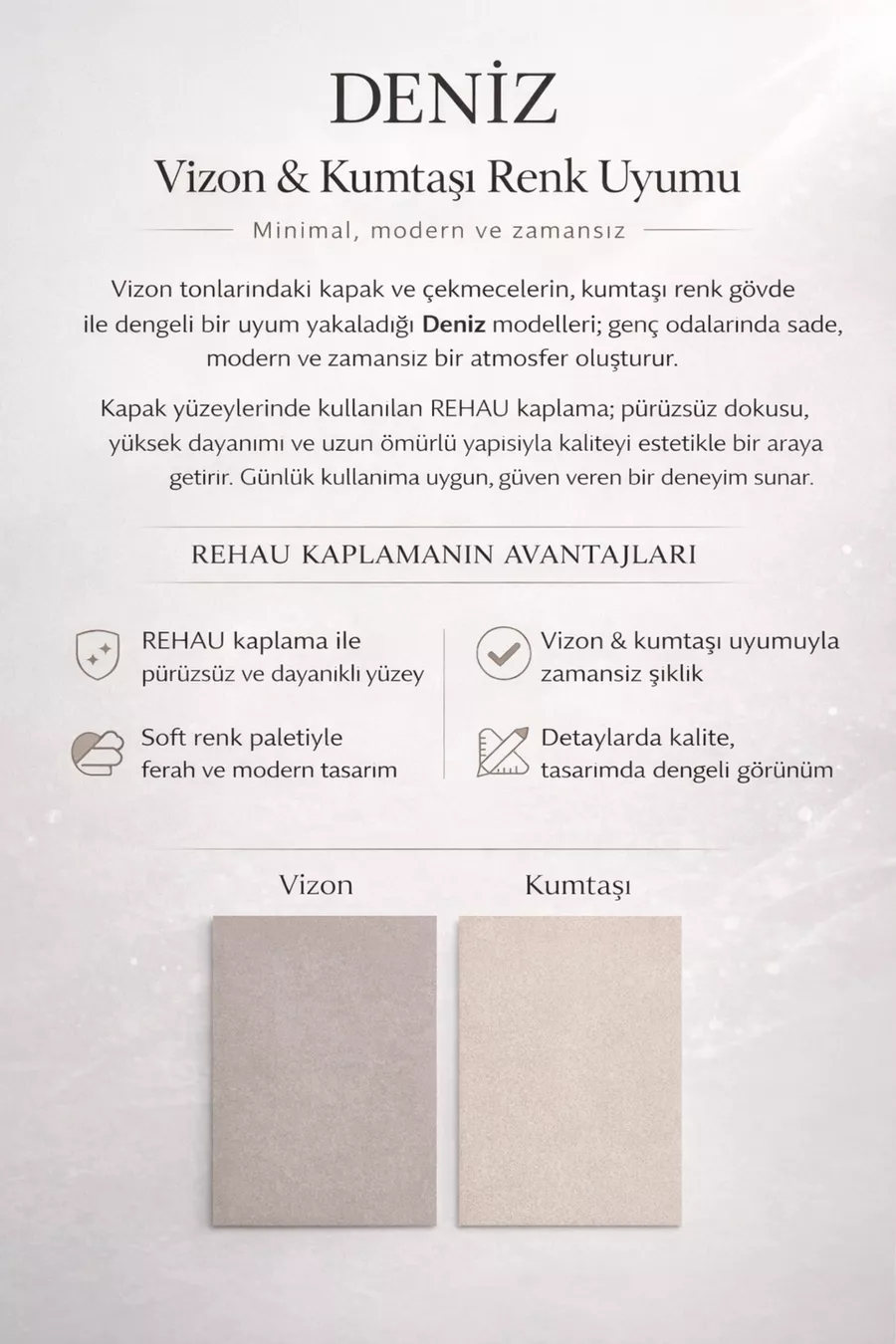 Table de chevet en MDF durable Deniz | Dessus élégant en revêtement Rehau | Pieds en bois de hêtre