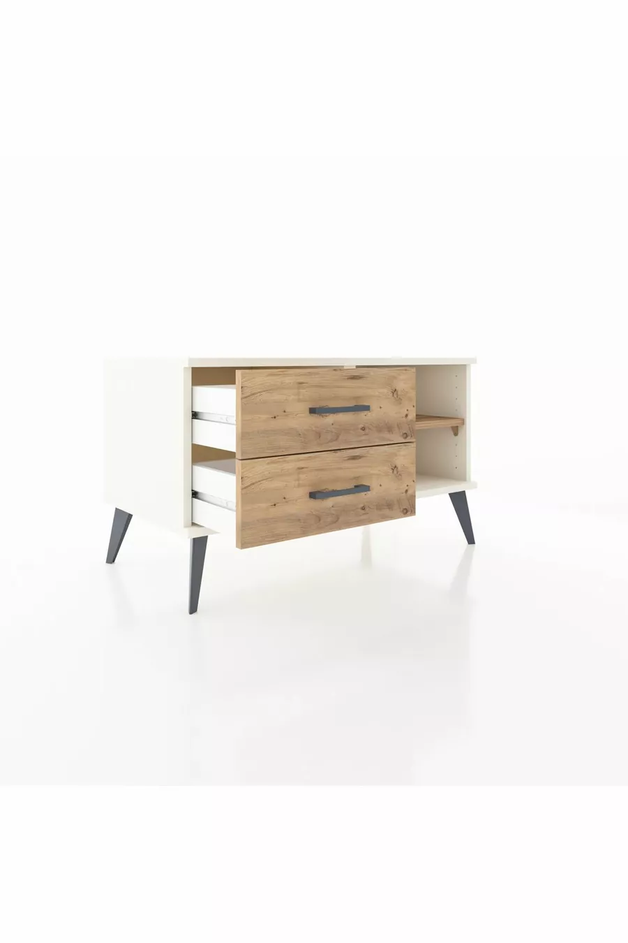 Commode Hyperion à une étagère et 2 tiroirs Pierre de lune-Pin