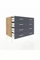 Commode Hyperion 8 tiroirs Pin-Pierres d'onyx/Anthracite