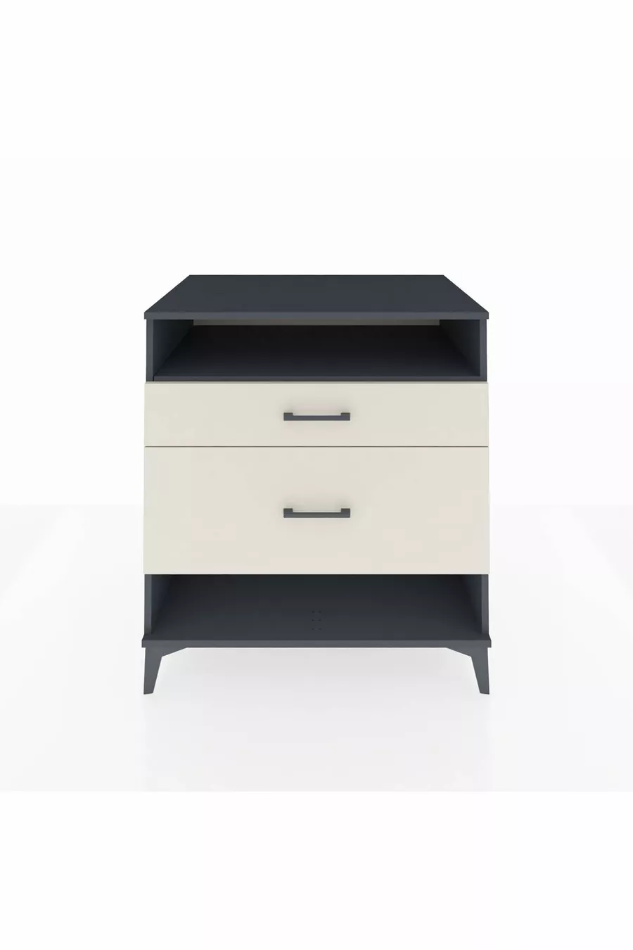 Commode Kronos à une étagère et 2 tiroirs Anthracite-Pierre de Lune