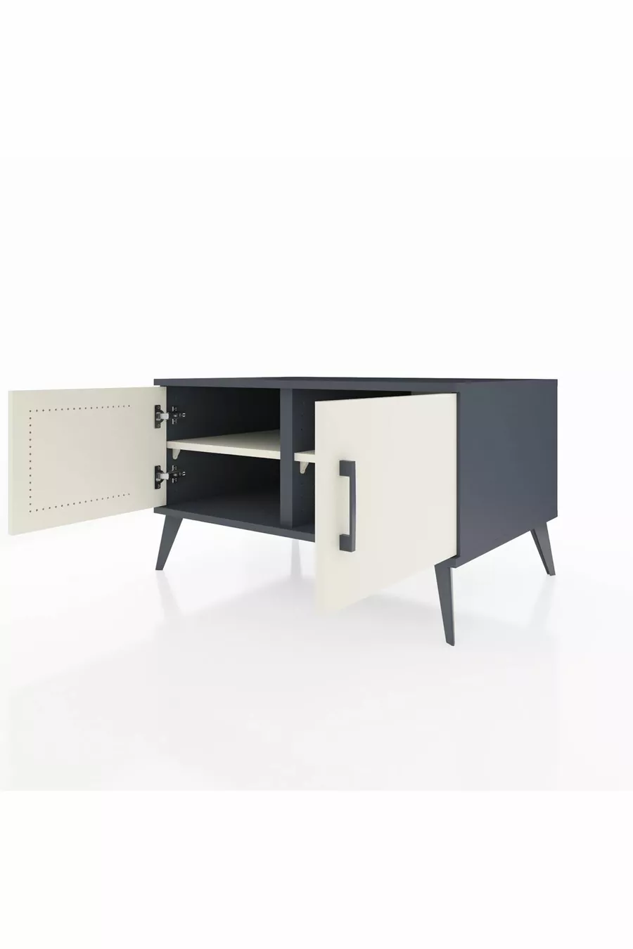 Commode Kronos 2 étagères 2 portes Anthracite-Pierre de lune