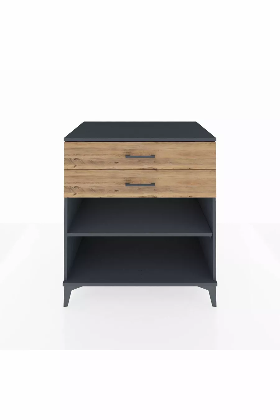 Comò Kronos con un ripiano e 2 cassetti Antracite-Pino