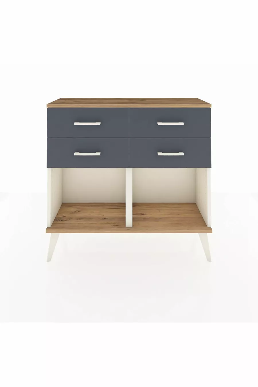 Commode Arges 4 tiroirs Pierre d'ailes-Pin/Anthracite