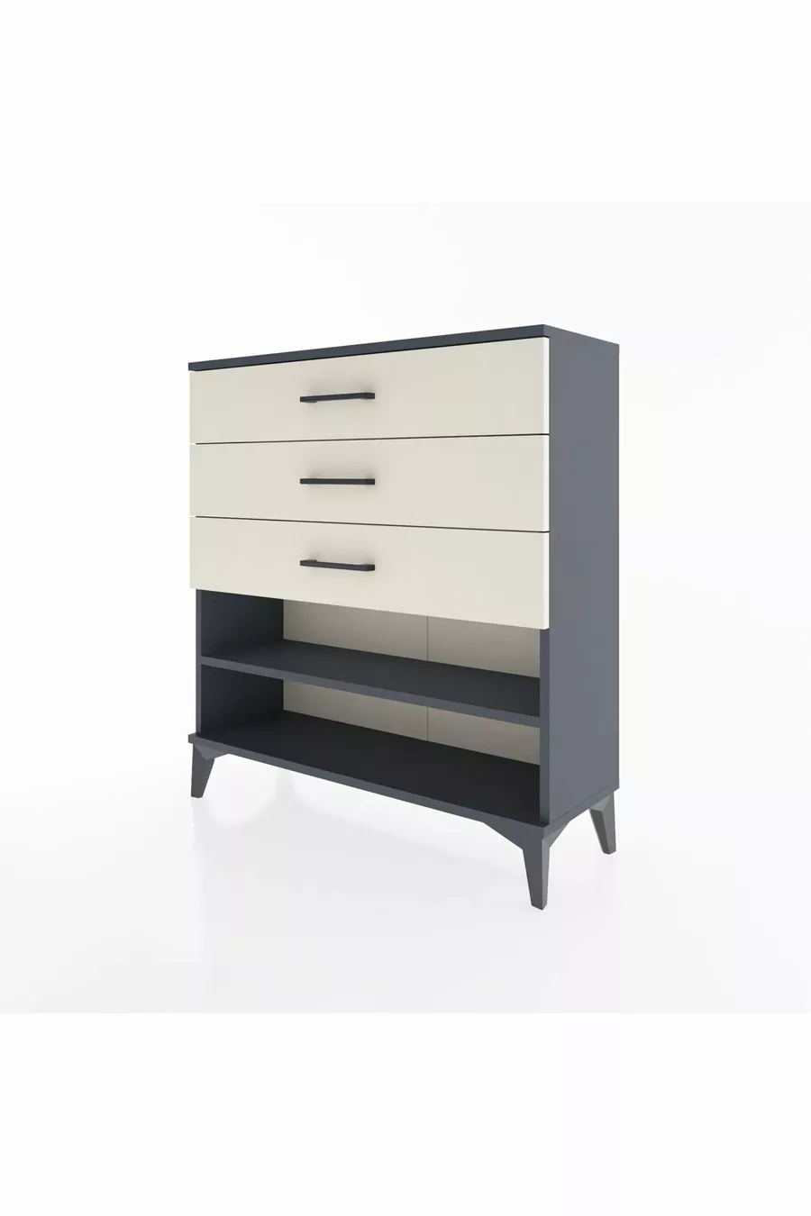 Commode Arges à une étagère et 3 tiroirs Anthracite-Pierre de Lune