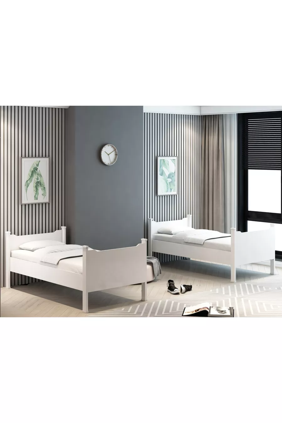 Detachable Full MDF 2-Tier Bunk Bed White