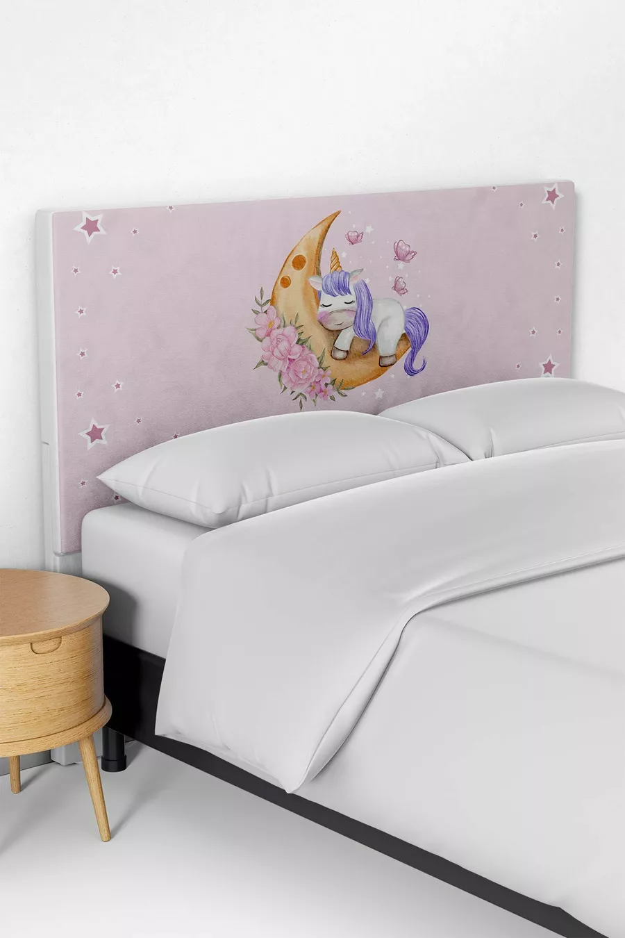 Housse de tête de lit pour chambre d'enfant avec motif Licorne Rose Endormie