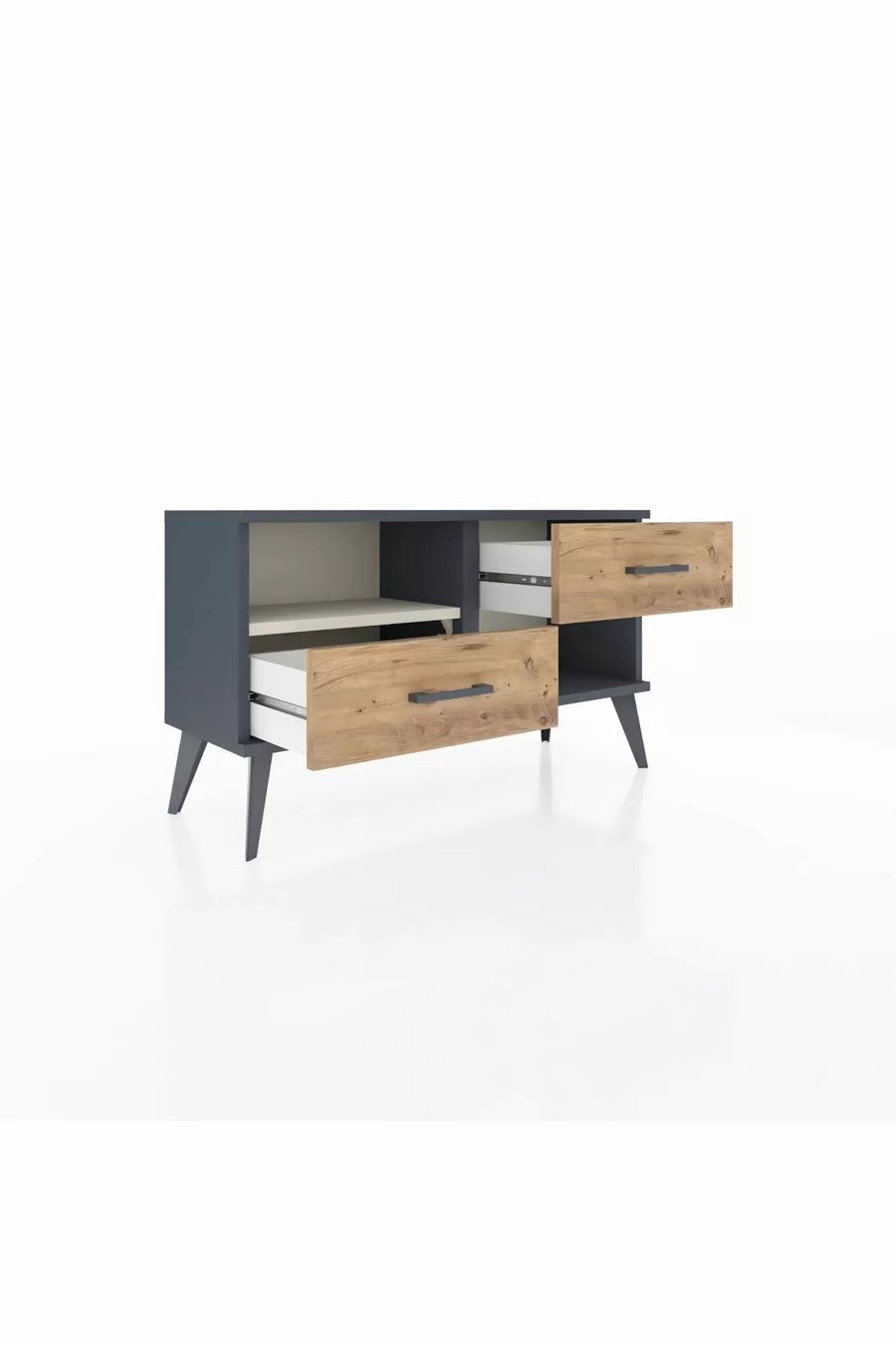 Commode Arges à une étagère et 2 tiroirs Anthracite-Pierre de lune/Merisi