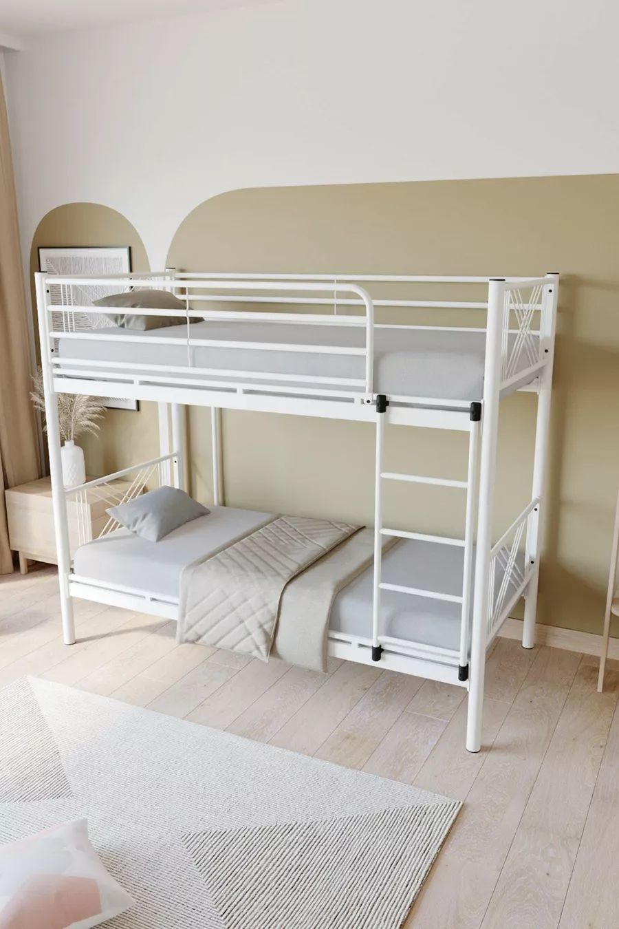 Lits superposés en métal premium Mix Compatible avec matelas Lit superposé blanc amovible