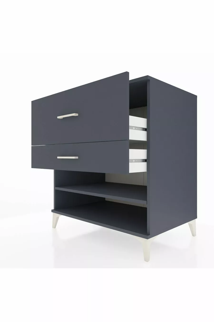 Commode Kronos à une étagère et 2 tiroirs Anthracite-Anthracite