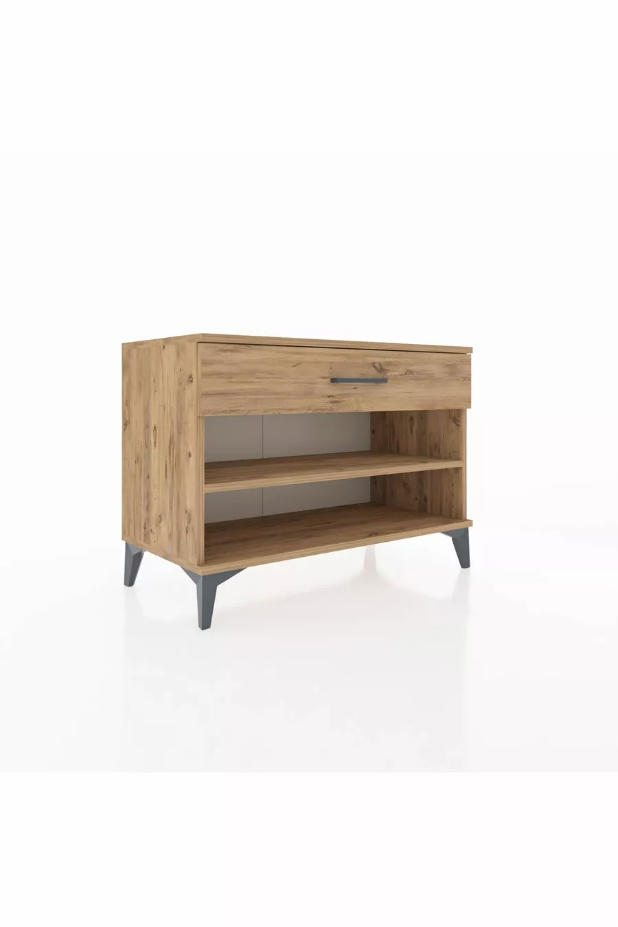 Commode Hyperion à une étagère et un tiroir, pin-pin