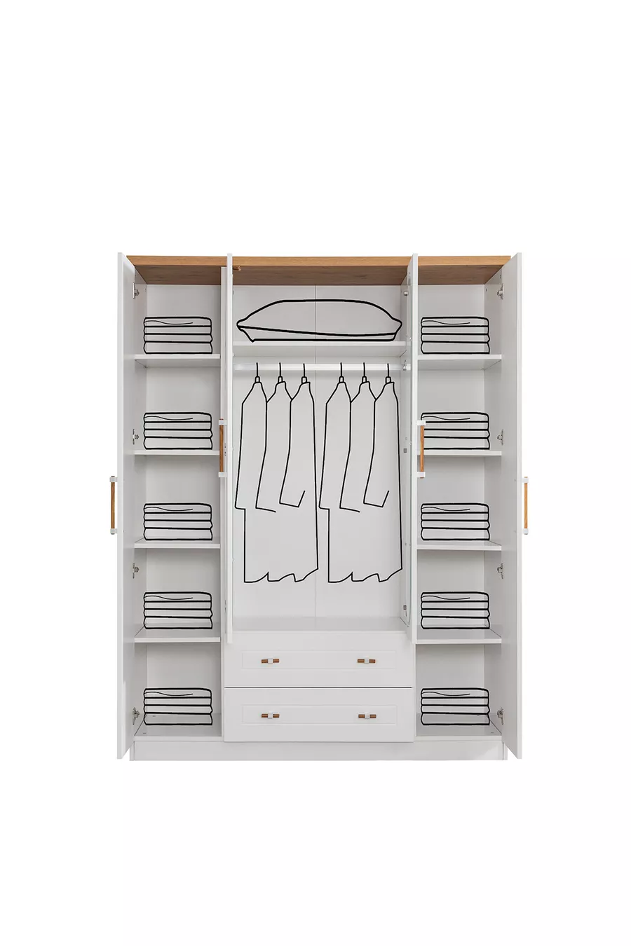 Lit superposé, chambre d'enfant Vita Bohem avec lit superposé blanc en nid + armoire à quatre portes