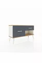 Commode Arges 2 tiroirs Pierre d'ail/Pin/Anthracite