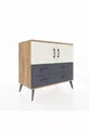Commode Hyperion 2 étagères 4 tiroirs 2 portes Pin-Marbre/Anthracite