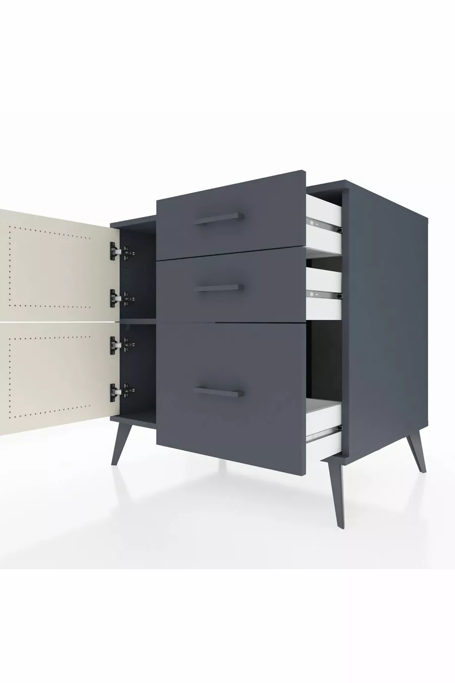 Kronos Dresser Single Shelf 3 Drawers 2 Doors Anthracite-Stone/Anthracite