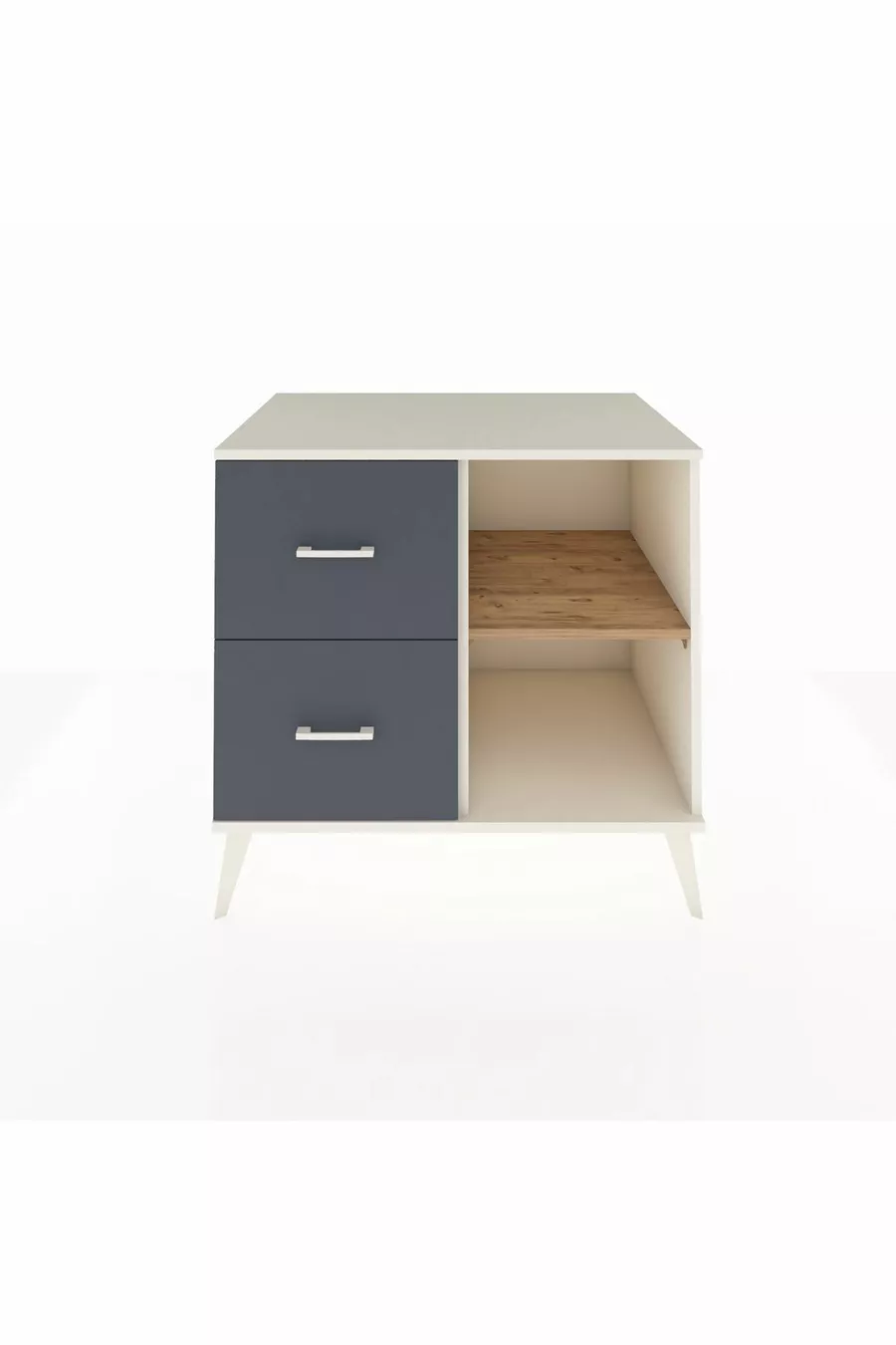 Commode Kronos à une étagère et 2 tiroirs en pierre de lune-pin/anthracite