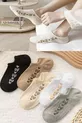5 Paires de Chaussettes Invisibles pour Femmes avec Motif Fleur en Relief