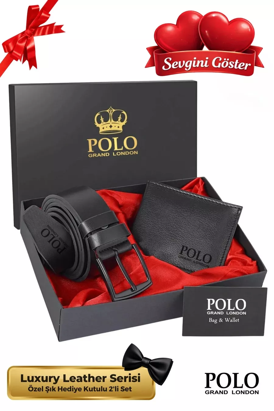 Coffret Cadeau Homme Original 2 Pièces Série Luxe Ensemble Marié Ensemble Élégant Ceinture en Cuir Portefeuille