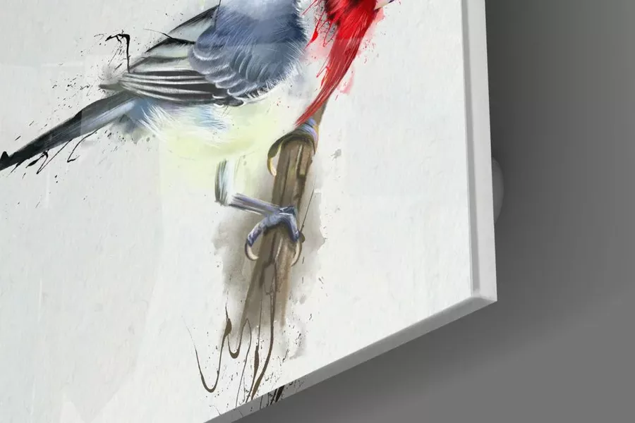 Peinture sur verre imprimée d'oiseau rouge