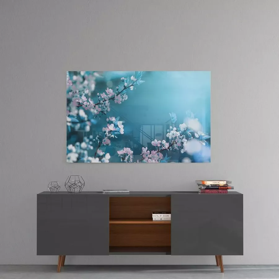 Peinture sur verre de fleurs de printemps